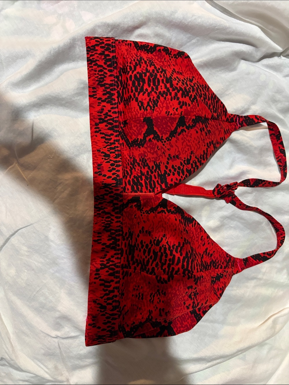 adidas Red and Black Animal-Print Halter Camisole
